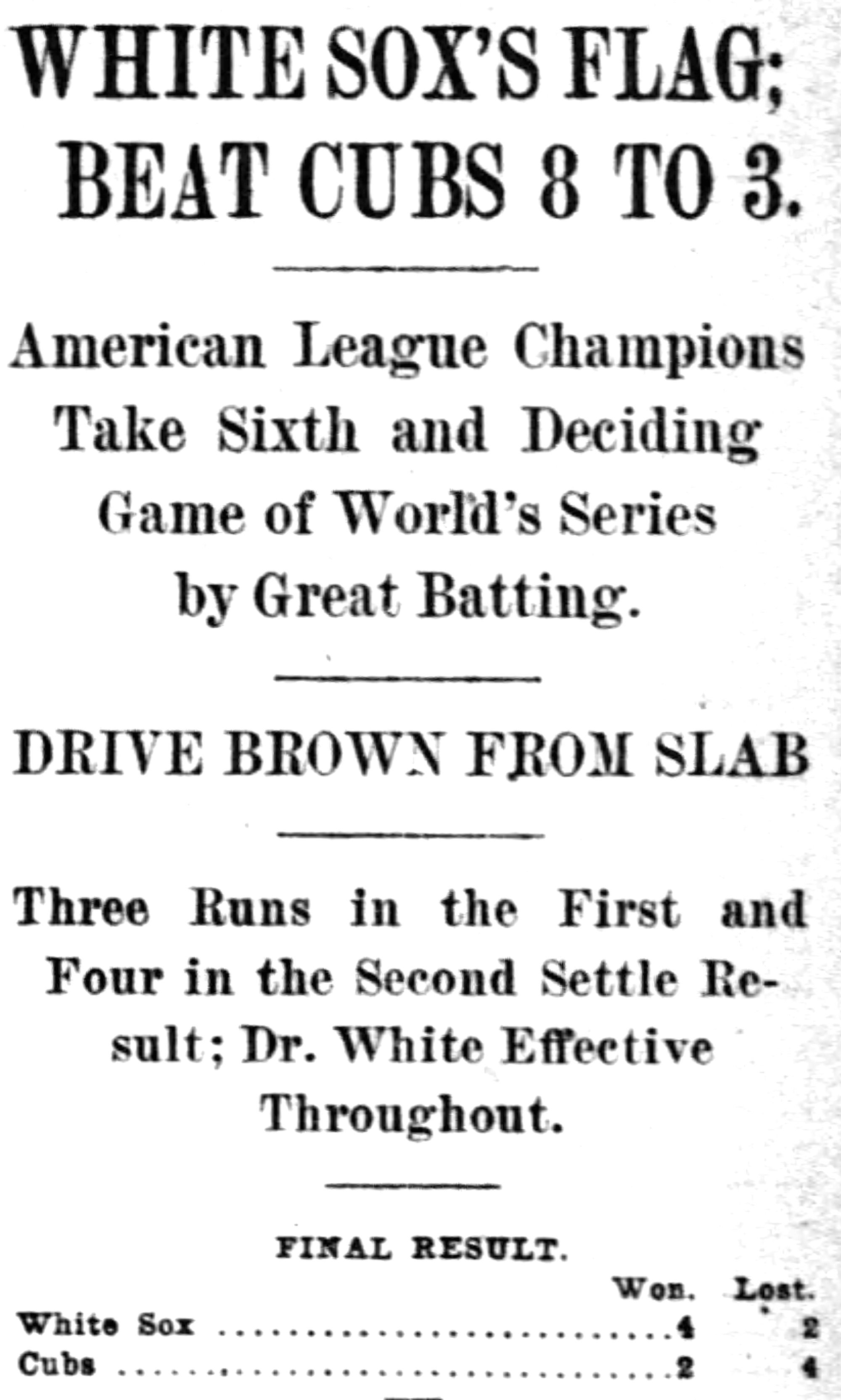 1906 World Series Game 3: White Sox @ Cubs 