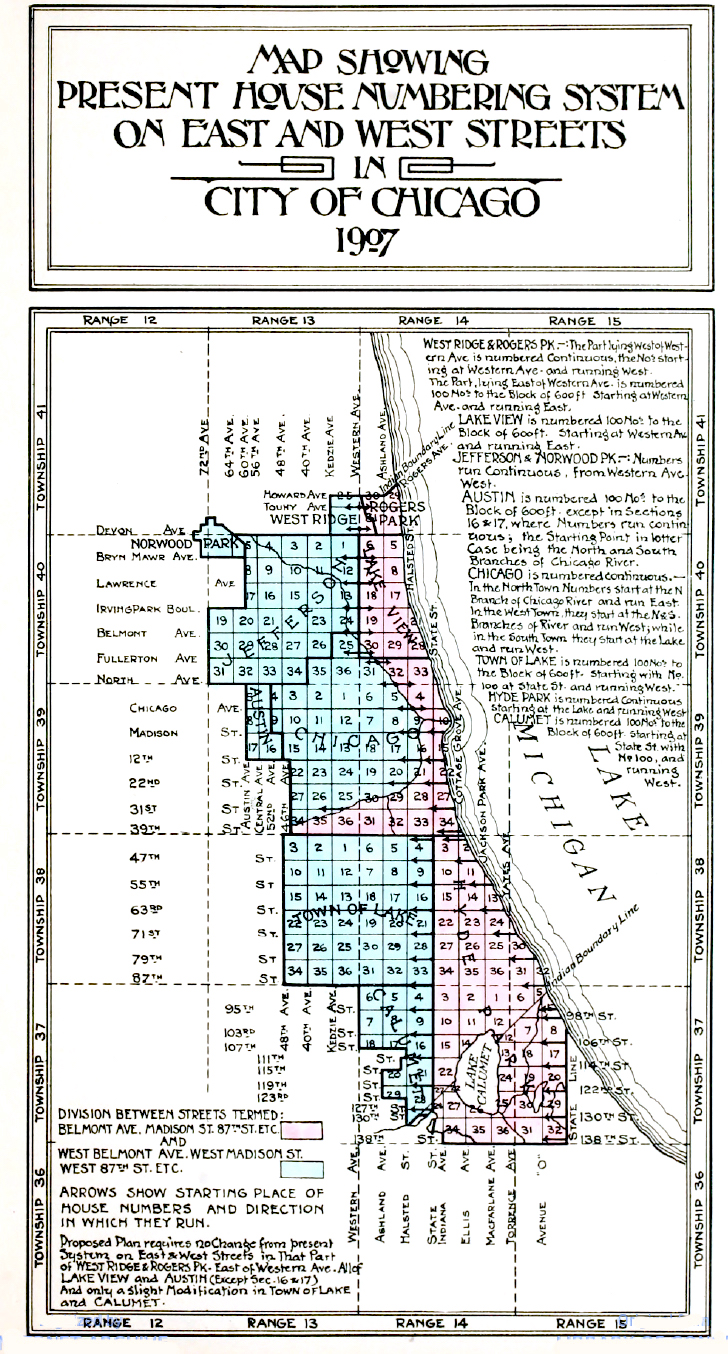 Chicago Street Grid Map 1909-1911—Chicago Street Renumbering — Chicagology